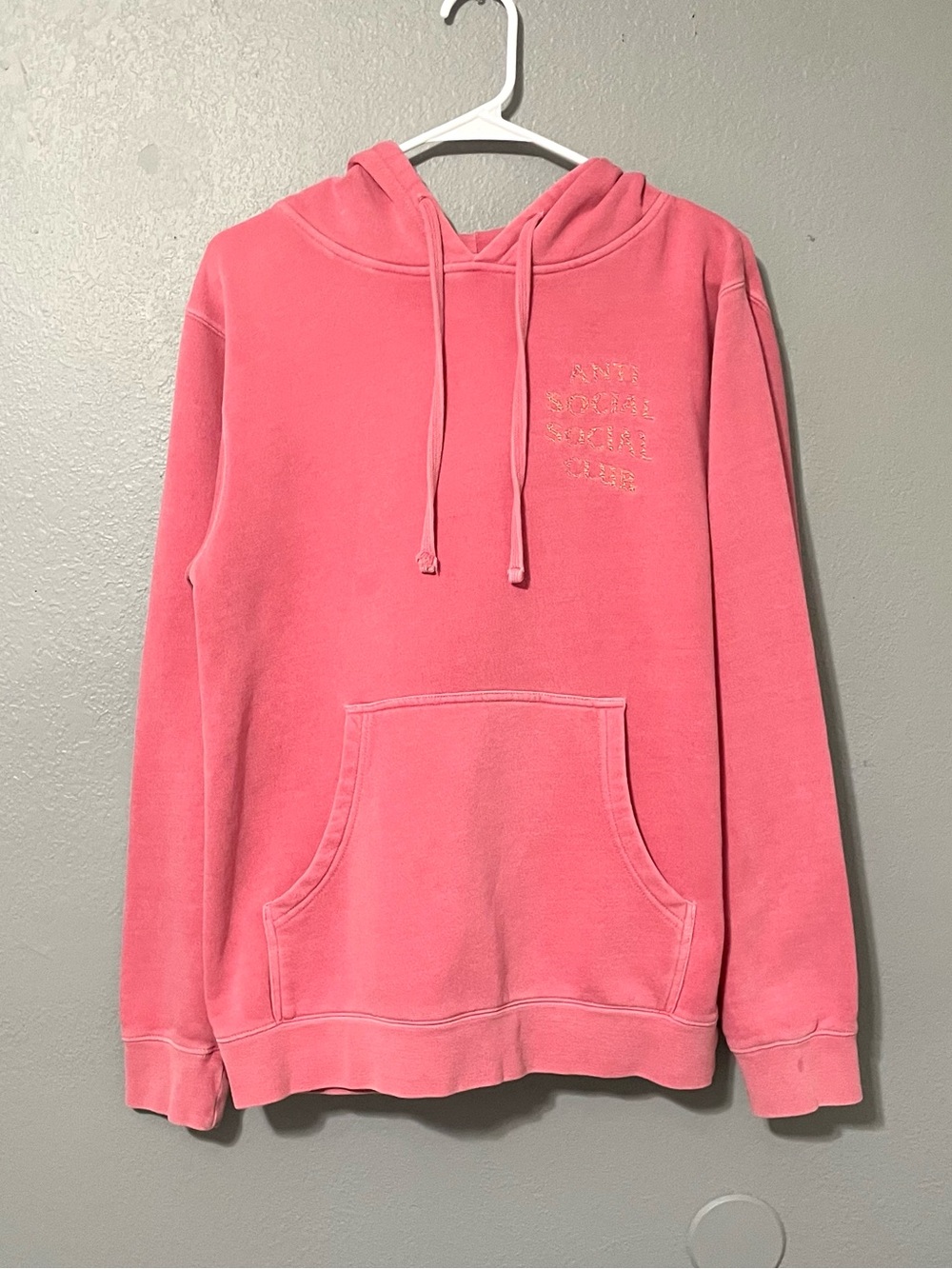 Anti Social Social Club Tone Deaf Hoodie Faded Red Pink Adult Small